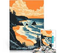 Puzzle 1000 pezzi per adolescenti Tramonto sulla spiaggia della costa dell'Oregon sfida educativa è ideale come regalo per tutta la famiglia 70x100cm