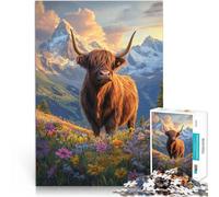 Puzzle 1000 pezzi per adolescenti Tramonto sulle mucche delle Highlands Attività per famiglie Migliorare l'amore tra le coppie 38x26cm