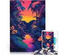 Puzzle 1000 pezzi per adolescenti Tramonto tropicale nella giungla, fiume retrò sfida educativa offerte come regali per tutta la famiglia 50x70cm