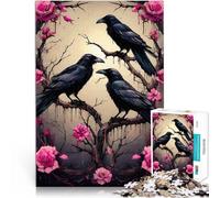 Puzzle 1000 pezzi per adolescenti Tre corvi su un albero di rose Gioco intellettuale giocattolo è ideale come regalo per tutta la famiglia 38x26cm