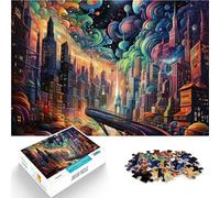Puzzle 1000 pezzi per adolescenti Trippy City - Città a colori Vacanza a casa: uccidere il tempo Lista dei desideri con Babbo Natale 38x26cm