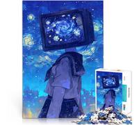 Puzzle 1000 pezzi per adolescenti TV Head Girl Notte stellata Giochi educativi Decorazione della casa Adatto per la decorazione del desktop 52x38cm