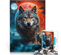 Puzzle 1000 pezzi per adolescenti Ululato alla luna del lupo solitario Giochi educativi Ogni pezzo è unico - Gioco divertente e stimolante per tutta la famiglia 50x70cm