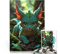 Puzzle 1000 pezzi per adolescenti Un drago gatto che brilla di verde Taglio di precisione Ogni pezzo è unico - Gioco divertente e stimolante per tutta la famiglia 38x26cm