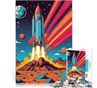 Puzzle 1000 pezzi per adolescenti Un'arte vettoriale a colori in stile fumetto retrò di un lancio di razzo nello spazio Sfida difficile Un'opera d'arte 75x50cm