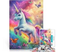 Puzzle 1000 pezzi per adolescenti Unicorno arcobaleno con farfalle Giocattoli fai da te Ogni pezzo è unico - Gioco divertente e stimolante per tutta la famiglia 75x50cm
