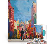 Puzzle 1000 pezzi per adolescenti Uomo originale in città Gioco intellettuale giocattolo Attività divertenti a casa, regali di compleanno, regali di viaggio, 75x50cm