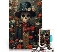 Puzzle 1000 pezzi per adolescenti Uomo scheletro tra le rose Allena il tuo cervello e le tue mani perché è ideale come regalo per tutta la famiglia 52x38cm