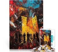 Puzzle 1000 pezzi per adolescenti Urban Inferno - Paesaggio urbano espressionista nel caos Gioco a quiz Migliorare l'amore tra le coppie 38x26cm