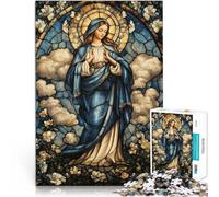 Puzzle 1000 pezzi per adolescenti Vetrata della Vergine Maria giocattoli educativi per l'apprendimento offerte come regali per tutta la famiglia 38x26cm