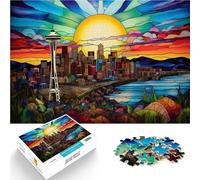 Puzzle 1000 pezzi per adolescenti Vetrate colorate Seattle Giocattoli da gioco per regalo di famiglia è ideale come regalo per tutta la famiglia 52x38cm
