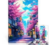 Puzzle 1000 pezzi per adolescenti Via dei fiori di ciliegio giochi divertenti per famiglie con pezzi completamente interconnessi di forma casuale 52x38cm