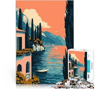 Puzzle 1000 pezzi per adolescenti Villa sul lago italiano Arte minimalista Antistress Sfida difficile Giocattoli per la decorazione della casa 38x26cm