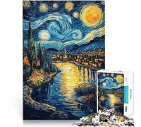 Puzzle 1000 pezzi per adolescenti Villaggio della notte stellata Riduzione dello stress interessante Collezione di artisti, Belle arti 38x26cm