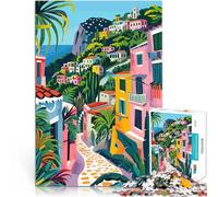 Puzzle 1000 pezzi per adolescenti Villaggio Mediterraneo Capri Italia Taglio di precisione perché è ideale come regalo per tutta la famiglia 50x70cm