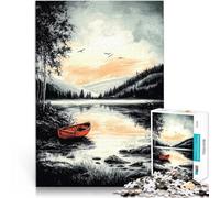 Puzzle 1000 pezzi per adolescenti Vintage Tranquil Lake - Fuga serena nella natura Giocattoli educativi Regali di Babbo Natale segreto 50x70cm