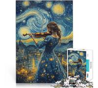Puzzle 1000 pezzi per adolescenti Violinista della notte stellata Gioco intellettuale con pezzi completamente interconnessi di forma casuale 52x38cm