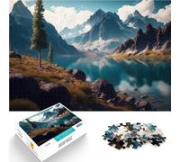Puzzle 1000 pezzi per adolescenti Vista sulle montagne del lago Regali di giochi impegnativi Attività divertenti a casa, regali di compleanno, regali di viaggio, 26x38cm