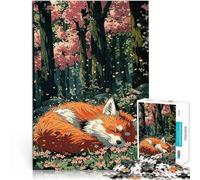 Puzzle 1000 pezzi per adolescenti Volpe addormentata nella foresta di ciliegi in fiore apprendimento educativo Regalo di compleanno, regali 52x38cm