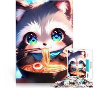 Puzzle 1000 pezzi per adolescenti Volpe anime carina che mangia ramen Giocattoli antistress perché è ideale come regalo per tutta la famiglia 38x26cm