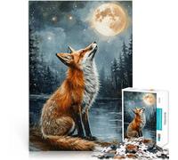 Puzzle 1000 pezzi per adolescenti Volpe che osserva la luna Sfida di gioco educativo giocattolo perché è ideale come regalo per tutta la famiglia 38x26cm