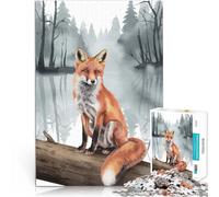 Puzzle 1000 pezzi per adolescenti Volpe nella foresta nebbiosa Giocattoli per l'intrattenimento in famiglia Interazione genitore-figlio 52x38cm