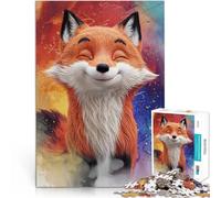 Puzzle 1000 pezzi per adolescenti Volpe sorridente dei cartoni animati, mix 3D e acquerello apprendimento educativo grande regalo 75x50cm