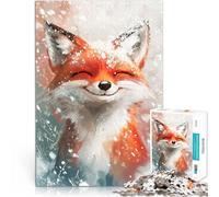 Puzzle 1000 pezzi per adolescenti Volpe sorridente nella neve giocattoli educativi per l'apprendimento Lista dei desideri con Babbo Natale 38x26cm