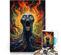 Puzzle 1000 pezzi per adolescenti Volto urlante in fiamme Riduzione dello stress interessante Migliorare l'amore tra le coppie 70x100cm
