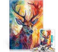 puzzle 1000 pezzi per adulti Acquerelli di cervi colorati giochi divertenti per famiglie Ogni pezzo è unico - Gioco divertente e stimolante per tutta la famiglia 38x26cm