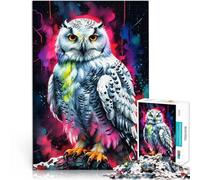 puzzle 1000 pezzi per adulti Acquerello di gufo delle nevi Allena il tuo cervello e le tue mani Regalo di compleanno, regali, arte murale 52x38cm