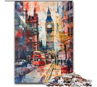 Puzzle 1000 pezzi per adulti acquerello Londra Big Ben, giocattoli giochi educativi antistress che migliorano l'amore tra coppie (dimensioni 26x38cm)