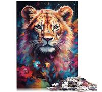 Puzzle 1000 pezzi per adulti adorabile bambino leone arcobaleno gioco stimolante 26 x 38 cm per rafforzare l'amore tra le coppie per i giovani di 14 anni