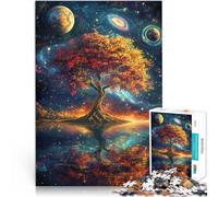 puzzle 1000 pezzi per adulti Albero sotto il pianeta per il giocattolo di sfida del gioco educativo con poster abbinato e foglio di quiz 38x26cm