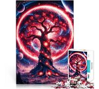 puzzle 1000 pezzi per adulti Albero spaziale fantasy rosso Riduzione dello stress interessante Lista dei desideri con Babbo Natale 70x100cm