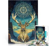 puzzle 1000 pezzi per adulti Alce colorato antico Difficile da completare ma divertente e umoristico Collezione di artisti, Belle arti 38x26cm