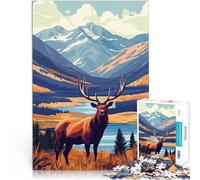 puzzle 1000 pezzi per adulti Alci nella valle di montagna Giocattoli Giochi Educativi Antistress Lista dei desideri con Babbo Natale 75x50cm