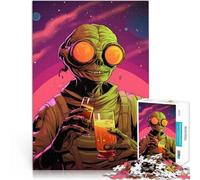 Puzzle 1000 pezzi per adulti Alieno con una birra Fatto di cartone Adatto a partire dai 14 anni Giochi educativi fai da te perché è ideale come regalo per tutta la famiglia misurare：26x38cm