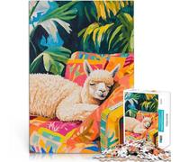 puzzle 1000 pezzi per adulti Alpaca addormentato nel paradiso tropicale Gara di velocità delle mani perché è ideale come regalo per tutta la famiglia 70x100cm