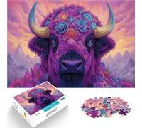 puzzle 1000 pezzi per adulti Animali astratti Bisonte Difficile da completare ma divertente e umoristico Migliorare l'amore tra le coppie 75x50cm