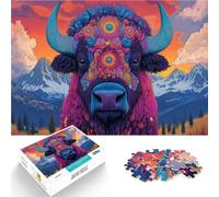 puzzle 1000 pezzi per adulti Animali astratti Bisonte per il giocattolo di sfida del gioco educativo Giocattoli per la decorazione della casa 52x38cm