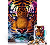 puzzle 1000 pezzi per adulti Animali tigre colorati per il giocattolo di sfida del gioco educativo Migliorare l'amore tra le coppie 75x50cm