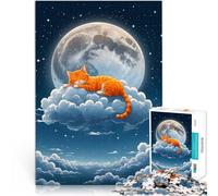 puzzle 1000 pezzi per adulti Anime Gatto che dorme sulla luna Allena il tuo cervello e le tue mani Regalo di compleanno, regali, arte murale 52x38cm