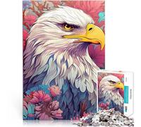 puzzle 1000 pezzi per adulti aquila calva tra i fiori Giocattoli educativi per l'apprendimento Giochi per famiglie decorazione murale 38x26cm