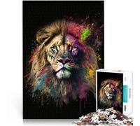 Puzzle 1000 pezzi per adulti Art Neon Lion Gioco di riflessione 26 x 38 cm con pezzi completamente ad incastro di forme casuali per i 14 anni