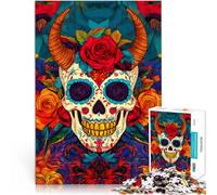 puzzle 1000 pezzi per adulti Arte del teschio colorato Difficile da completare ma divertente e umoristico Regalo di opere d'arte 38x26cm