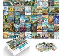 puzzle 1000 pezzi per adulti Arte dell'unione di poster retrò Fatto di legno，per età 14+ giochi divertenti per famiglie Migliorare l'amore tra le coppie。misurare：50x75cm/19.68x29.52pollice