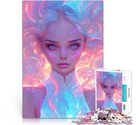 puzzle 1000 pezzi per adulti Arte digitale - Donna con i capelli blu Rompicapo con pezzi completamente interconnessi di forma casuale 75x50cm
