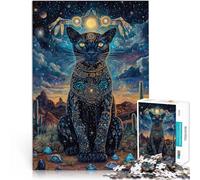 Puzzle 1000 pezzi per adulti Arte fantasy della Pantera Nera Fatto di legno,per 14+ Giocare con i giocattoli Regalo - Gioco impegnativo。misurare:50x75cm/19.68x29.52pollice