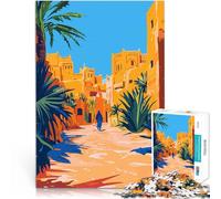 puzzle 1000 pezzi per adulti Arte minimalista nella città del deserto del Marocco Giochi divertenti Migliorare l'amore tra le coppie 52x38cm